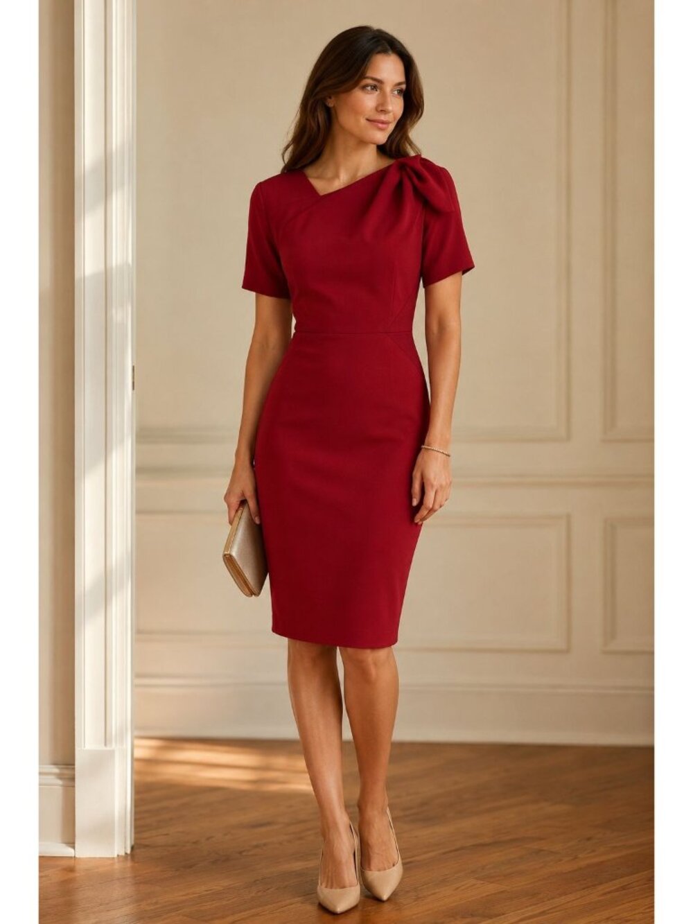 The Fold London Red Tailored Sheath Dress UK 10 US 6 NWOT